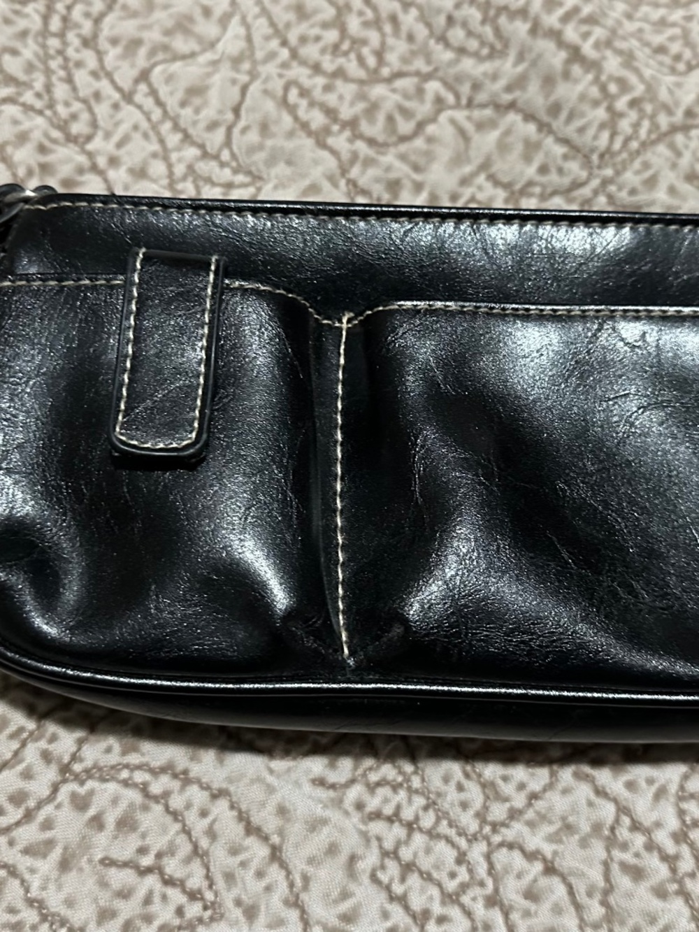 Black Leather Wristlet